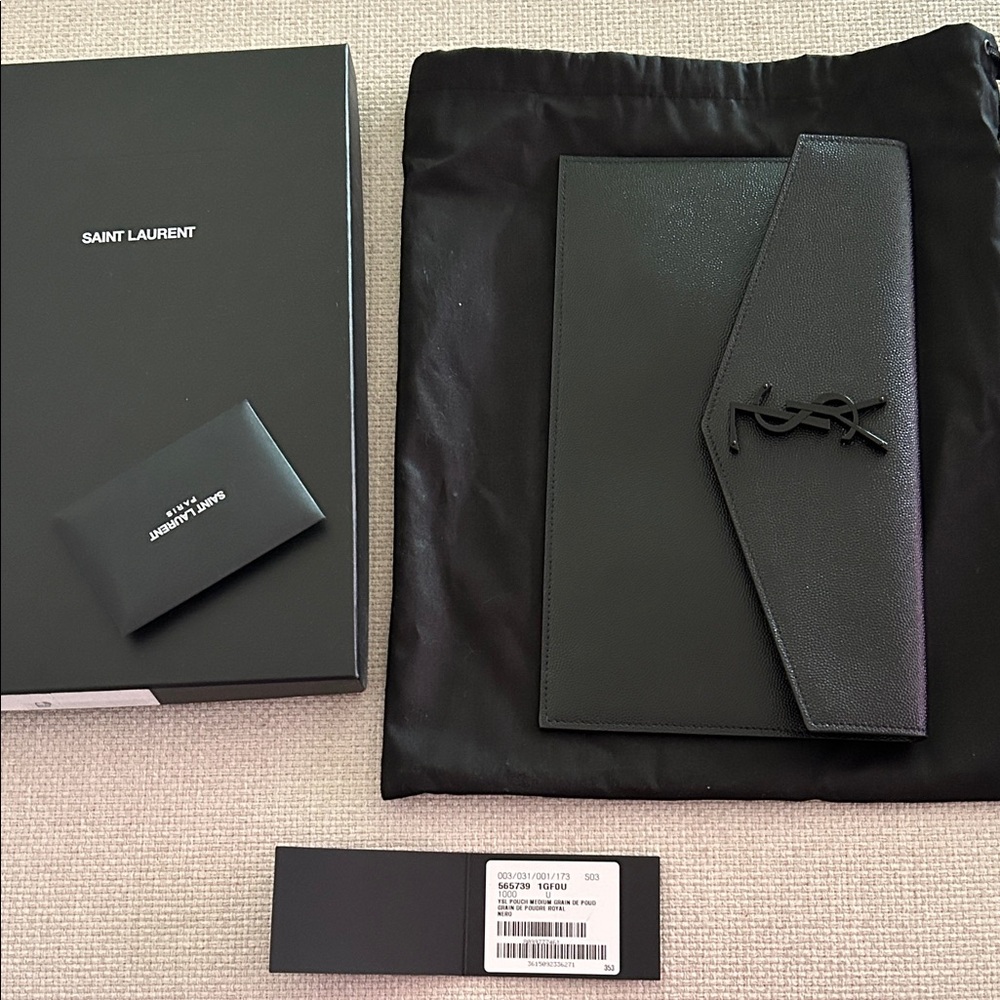 Saint Laurent Uptown Pouch in Grain De Poudre Embossed Leather